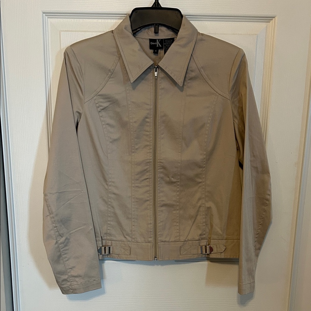 DINA K Women's Beige Zipper Utility Jacket Women's Size 4